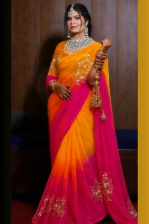 Gota Patti Work Chiffon Saree