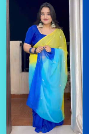 Beautiful Tricolor Chiffon Saree