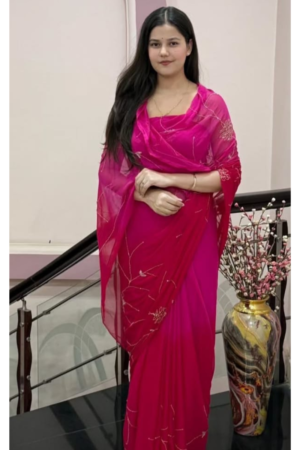 Pure Cut dana work chiffon saree