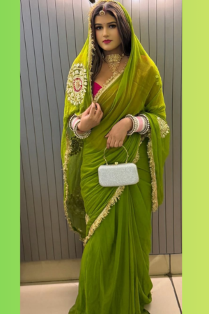 Royal Green Rajputi Chiffon Saree