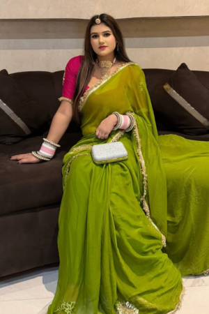 Royal Green Rajputi Chiffon Saree
