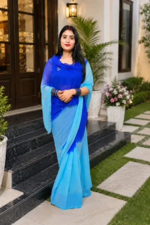 Blue Chiffon Saree..