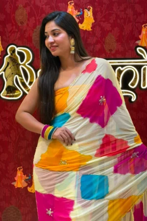 Multicolor Pure Chiffon Saree.1