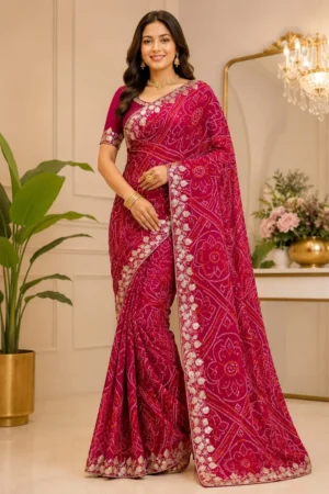 Pink Sikhavati Saree