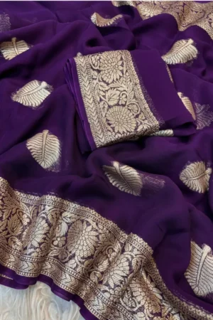 Purple Viscose Georgette Saree