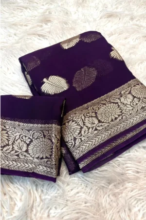 Purple Viscose Georgette Saree.2