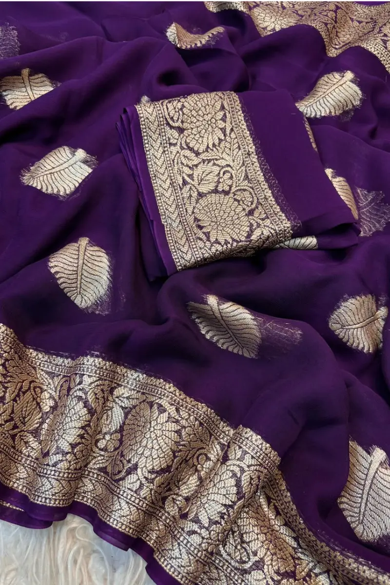 Purple Viscose Georgette Saree