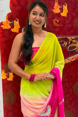Sparrow Cut Dana Work Chiffon Saree.1
