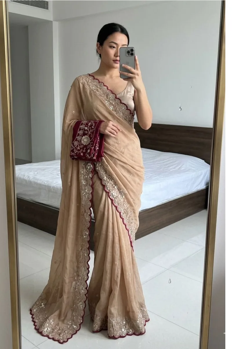 Star Georgette Sequence work Saree