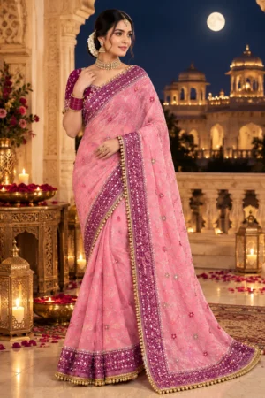 Banarasi Mirror Work Saree.1