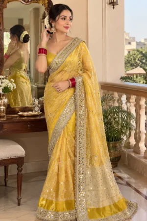 Golden Banarasi Tissue Saree.f