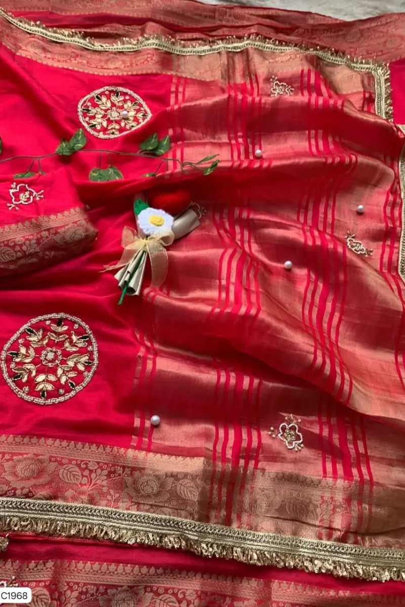 Red Tissue Silk Saree.2 Red Tissue Silk Saree.2