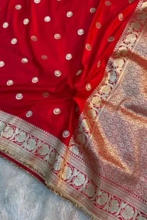 Red Satin Mashru Silk Saree