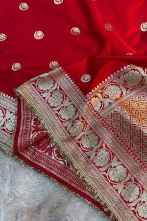 Red Satin Mashru Silk Saree.1
