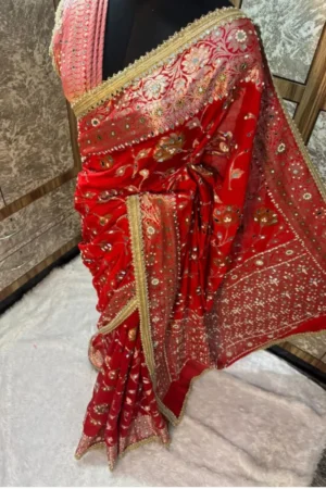 Red Soft Georgette Silk Saree